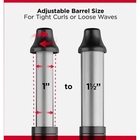 Revlon 2-in-1 Adjustable Mix Curling Wand 1” to 1 1/2 ” Curls Waves New - Picture 6 of 7